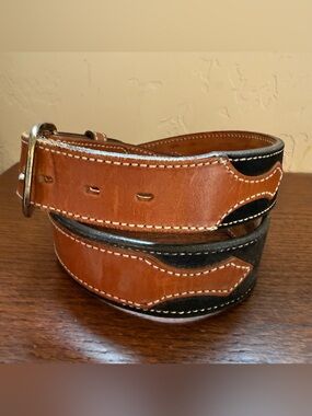 Circle Y Texas Hand Stitched Two-Tone Suede Leather Saddle Belt 8929 Size 34